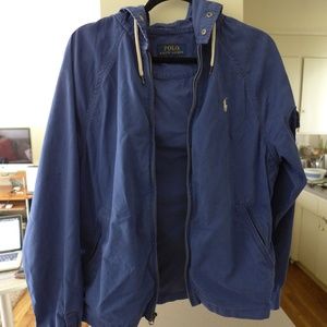 Men's Medium Polo Ralph Lauren Blue Cotton Blend Windbreaker Jacket